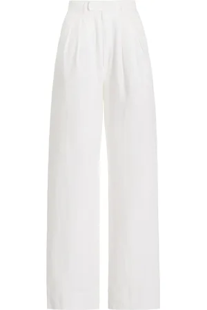 POSSE Louis Pleated Linen Straight-Leg Pants, , XS