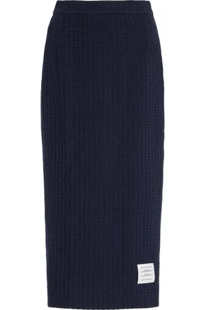 Thom Browne Waffle-Knit Cotton Midi Skirt, , IT 38