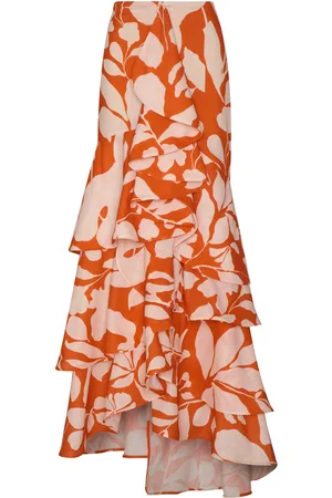Andres Otalora Aventurera Ruffled Linen Maxi Skirt, , US 6