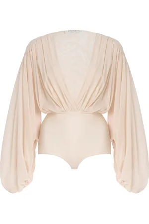Serafini Gathered Stretch-Tulle Bodysuit, , IT 42