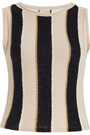 Zulu & Zephyr Striped Cotton-Blend Knit Crop Top, , US 2