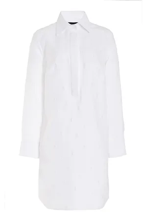 BRANDON MAXWELL The Lola Polka-Dotted Jacquard Tunic Midi Dress, , US 0