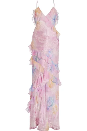 LOVESHACKFANCY Rialto Ruffled Silk-Blend Gown, , US 12