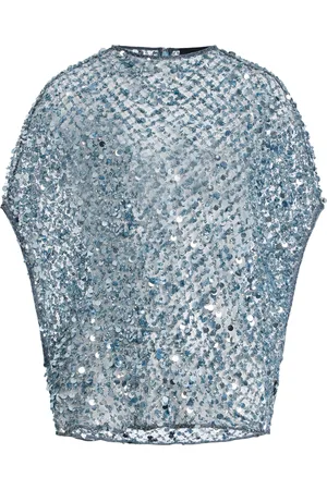 LAPOINTE Sequined Net-Mesh Cape T-Shirt, , M