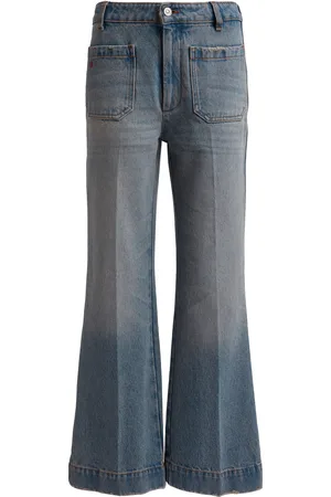 Victoria Beckham Alina Rigid Cropped Kick-Flare Jeans, , 24