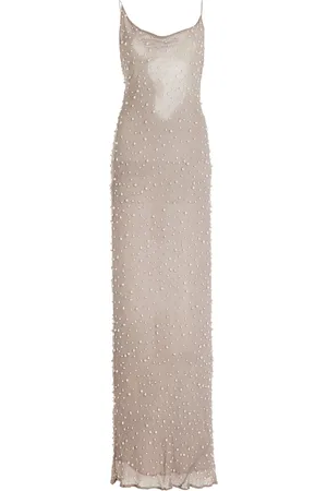 Albus Lumen Bead-Embellished Silk Maxi Dress, , AU 6