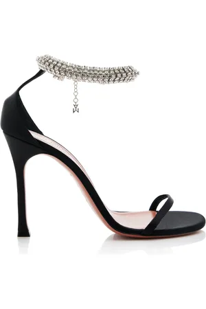 Amina Muaddi Iman Crystal-Embellished Satin Sandals, , IT 36