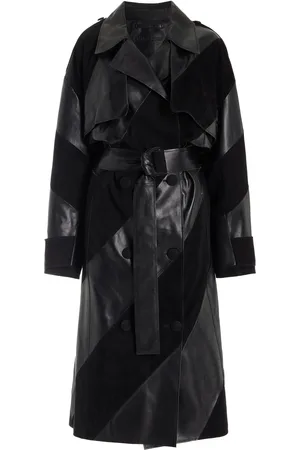 Stand Studio Blossom Leather and Suede Trench Coat, , FR 36