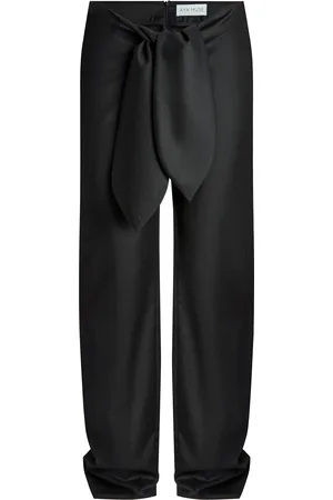 AYA MUSE Vest Tie-Detailed Wool Satin Straight-Leg Pants, , XS
