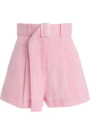 Matthew Bruch High-Rise Pleated Linen Shorts, , US 8