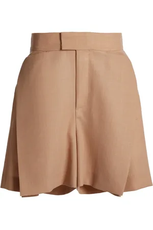 Victoria Beckham Fold-Detail Wool Suiting Shorts, , UK 14