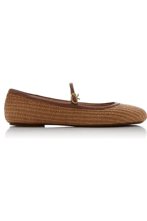 Gianvito Rossi Carla Woven Raffia Mary Jane Flats, , IT 37