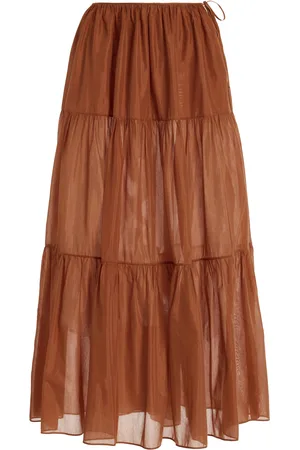 More Noir Juna Tiered Cotton-Silk Voile Maxi Skirt, , S