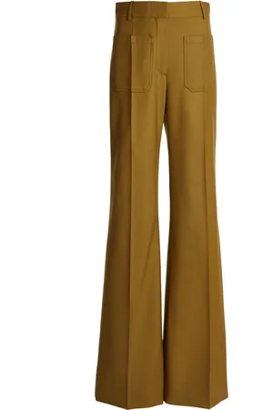 Victoria Beckham Alina High-Rise Wool Suiting Wide-Leg Pants, , UK 6