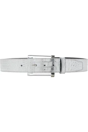 BRANDON MAXWELL Lucite Buckle Leather Belt, , M