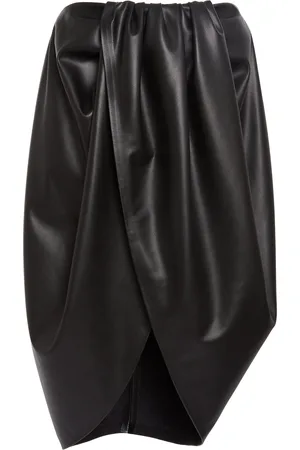Stella McCartney Draped Altermat Vegan Leather Midi Skirt, , IT 42