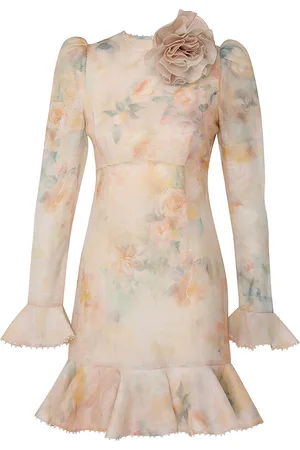 ZIMMERMANN Crush Flower-Detailed Linen-Silk Mini Dress, , 4