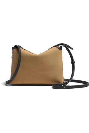 Khaite Lina Medium Leather-Trimmed Canvas Crossbody Bag, , OS