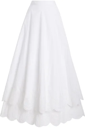 Alejandra Alonso Rojas Tiered Cotton Broderie Maxi Skirt, , US 4