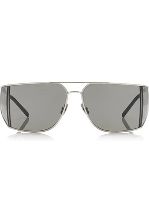 Saint Laurent Aviator-Frame Metal Sunglasses, , OS