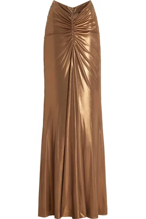 LAPOINTE Ruched Coated-Jersey Maxi Skirt, , S