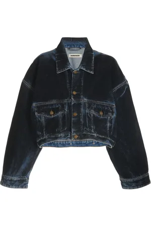 DARKPARK Gigi Flocked-Denim Cropped Jacket, , XS