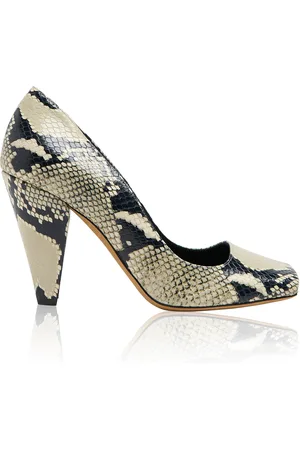 Khaite Cedar Peep-Toe Snake-Effect Leather Pumps, , IT 37