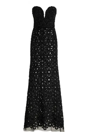 Carla Zampatti Strapless Metallic-Embroidered Tulle Gown, , AU 10