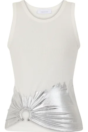 Paco rabanne Metallic-Detailed Stretch-Cotton Tank Top, , S
