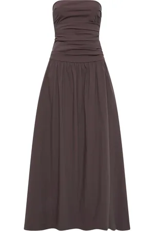 St Agni Tie-Back Drop-Waist Cotton-Nylon Maxi Dress, , L