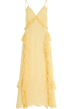 SEA Delilah Ruffled Crepe Maxi Slip Dress, , US 10
