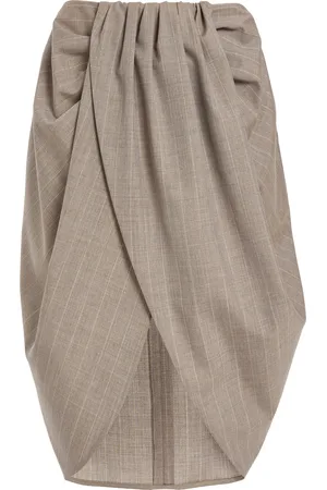 Stella McCartney Draped Wool-Melange Midi Skirt, , IT 42