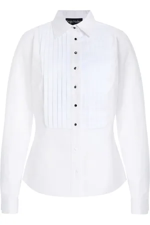 Sergio Hudson Pleated Cotton Tuxedo Shirt, , US 4