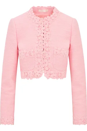 LOVESHACKFANCY Leilana Lace-Trimmed Tweed Jacket, , US 00
