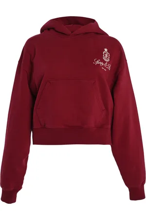 Sporty & Rich Vendome Embroidered Cotton Cropped Hoodie, , XS