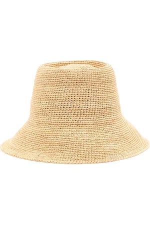 Janessa Leone Felix Raffia Bucket Hat, , XL