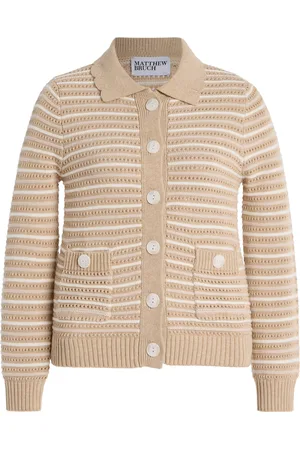 Matthew Bruch Striped Knit Cotton-Blend Cardigan, , M