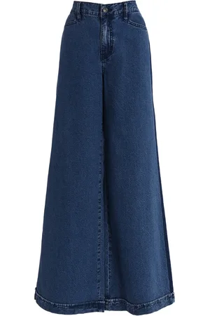 Outland Denim Leigh Rigid Mid-Rise Wide-Leg Long Jeans, , XS