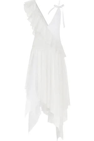 FRANCOISE Exclusive Carine Asymmetric Ruffled Lace Midi Dress, , FR 40
