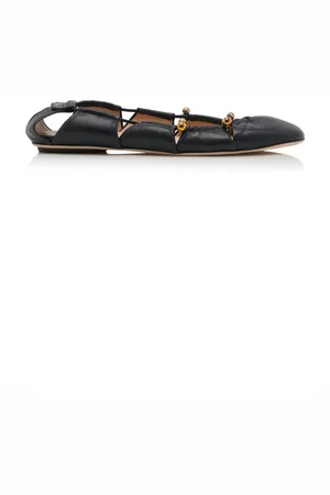 Chloé Luna Embellished Cutout Leather Flats, , IT 36