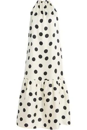 ASCENO Exclusive Riviera Ibiza Polka-Dot Silk-Twill Maxi Dress, /white, S