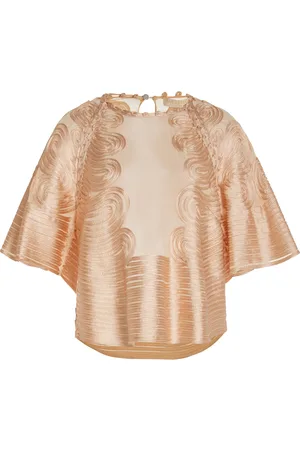 ULLA JOHNSON Marlo Ribbon-Embroidered Silk Top, , US 4