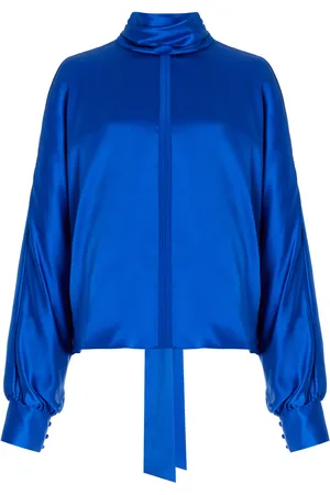 Alejandra Alonso Rojas Draped Silk Turtleneck Top, , US 8