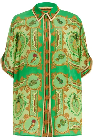 ALÉMAIS La Musica Printed Silk Shirt, , AU 6