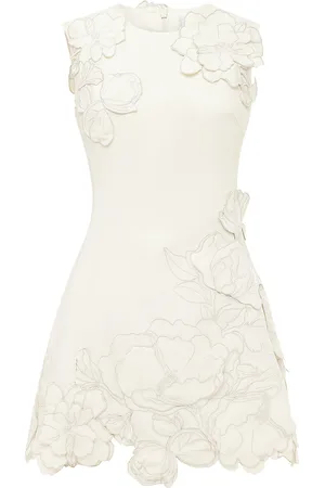 LEO LIN Chloe Floral-Appliquéd Crepe Mini Dress, , AU 10