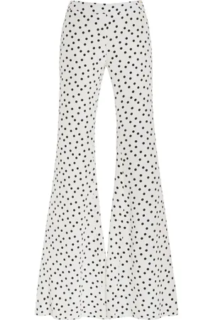 FRANCOISE Exclusive Zaoua Polka-Dot Silk Flared Pants, /white, FR 36