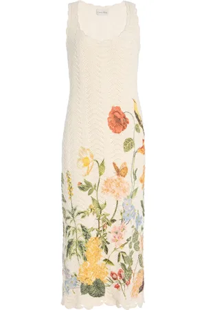 Cara Cara Orel Knitted Cotton Midi Dress, , XS