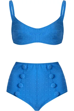 Lisa Marie Fernandez Seersucker Balconette High-Waisted Bikini Set, , XS