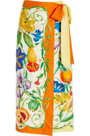 ALÉMAIS Flores Silk-Twill Sarong Skirt, , AU 16
