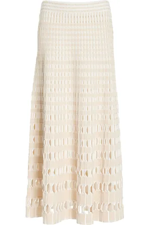 Simkhai Larken Gingham-Knit Midi Skirt, , XS
